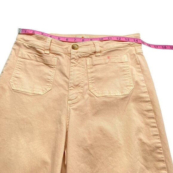 MARINE LAYER Women Wide Leg Pants Sz 6 Peach High Waist Cropped Jeans 30-2 - Picture 14 of 15